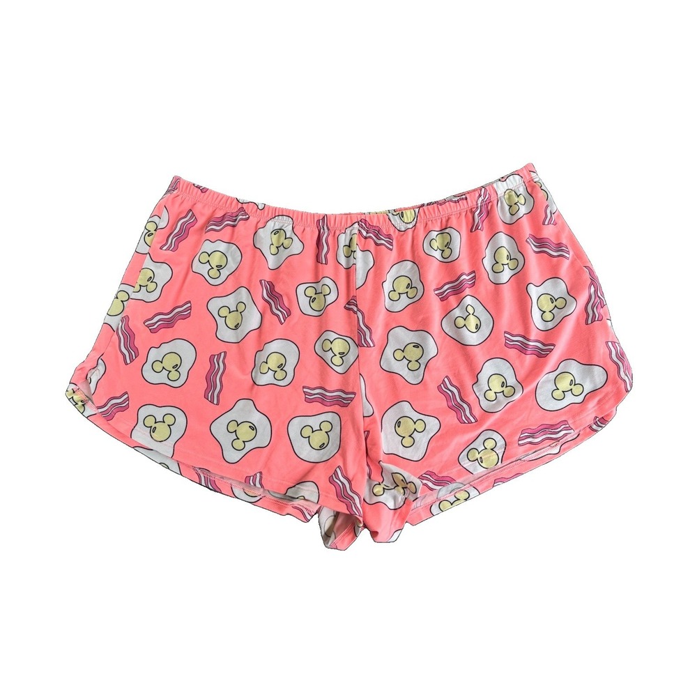 Disney Mickey Mouse Bacon & Egg Sleep Shorts Women's XL Pink
